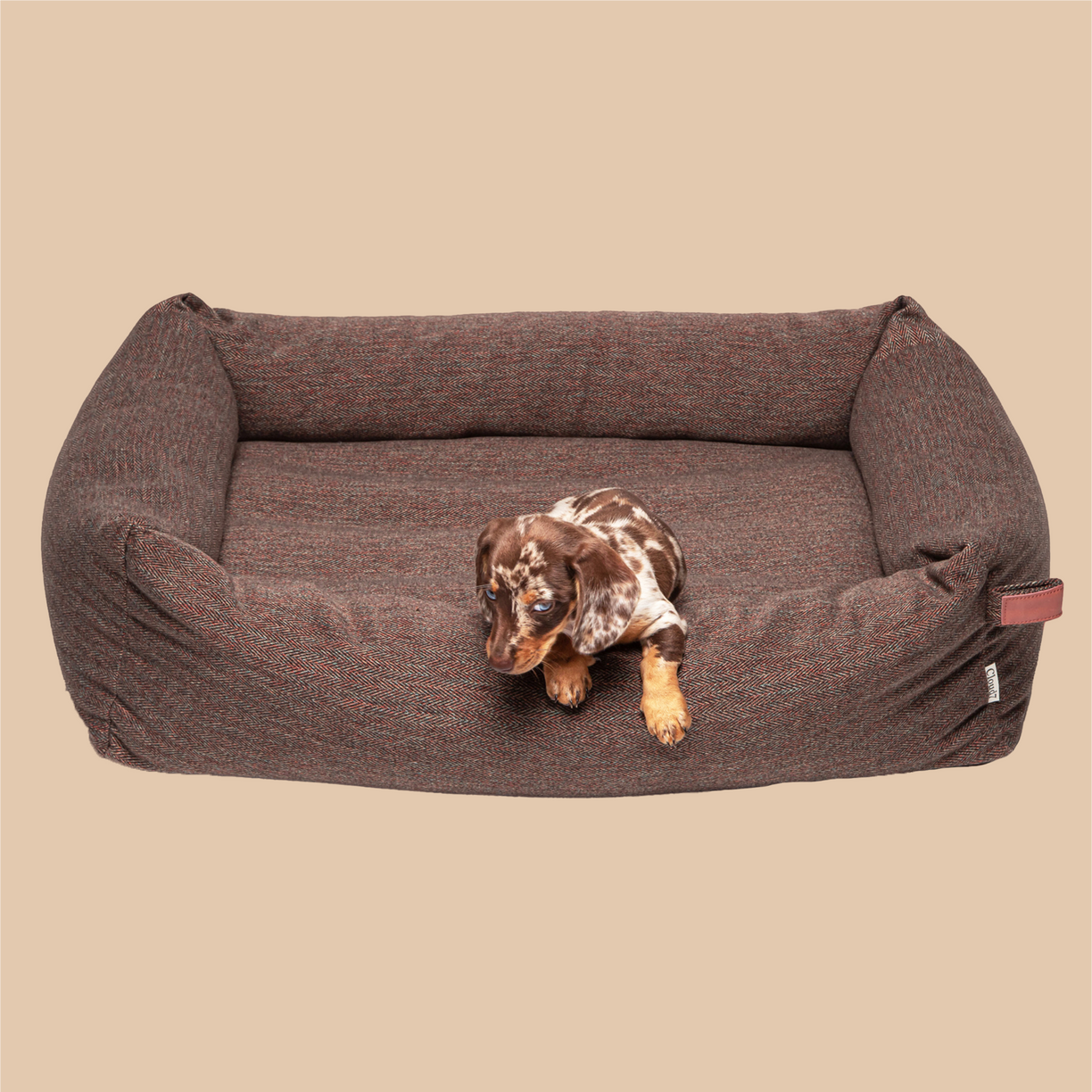 Hundebett Sleepy Deluxe Herringbone Brown